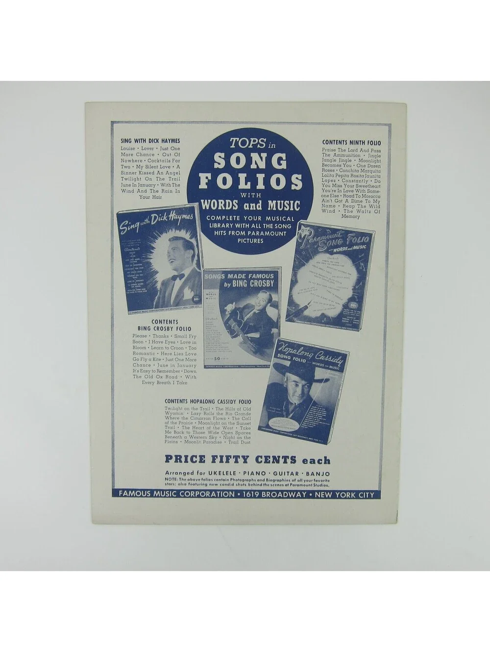 Sheet Music Sing A Tropical Song The Andrews Sisters Decca Record Vintage 1944